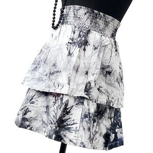 Black Tie Dye High Waisted Tiered Skirt 80s or 90s Grunge New Wave Vibe